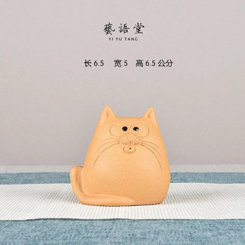 Purple Sand Lucky Cat Sleepy Cat Creative Cute Cartoon Handmade Boutique Supportable Tea Tray Utensils Ornaments