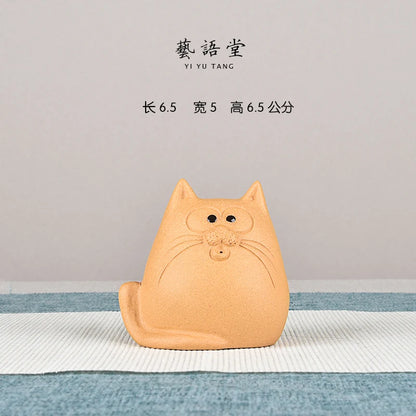Purple Sand Lucky Cat Sleepy Cat Creative Cute Cartoon Handmade Boutique Supportable Tea Tray Utensils Ornaments