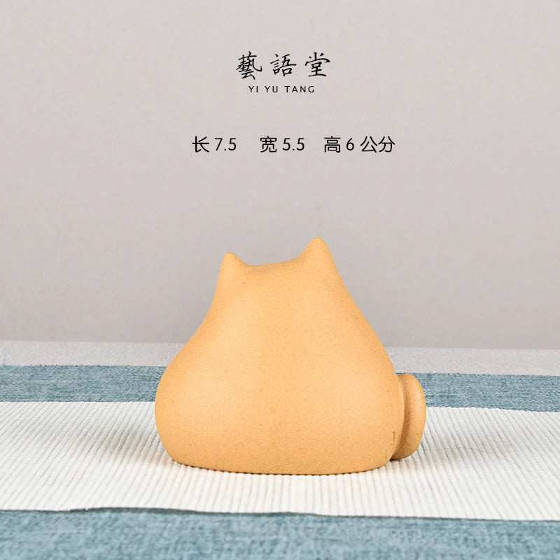 Purple Sand Lucky Cat Sleepy Cat Creative Cute Cartoon Handmade Boutique Supportable Tea Tray Utensils Ornaments