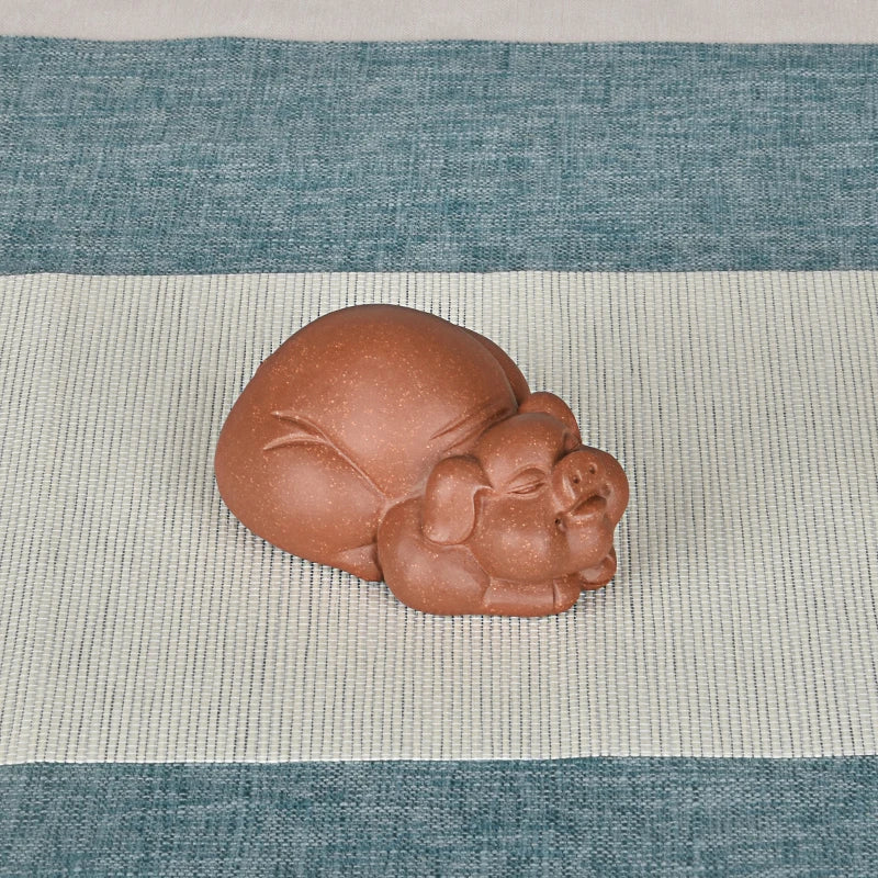 Purple Sand Lucky Pig Tea Ornaments Zodiac Pig Raw Ore Handmade Supportable Boutique Pig Smiley Pig Green Mud