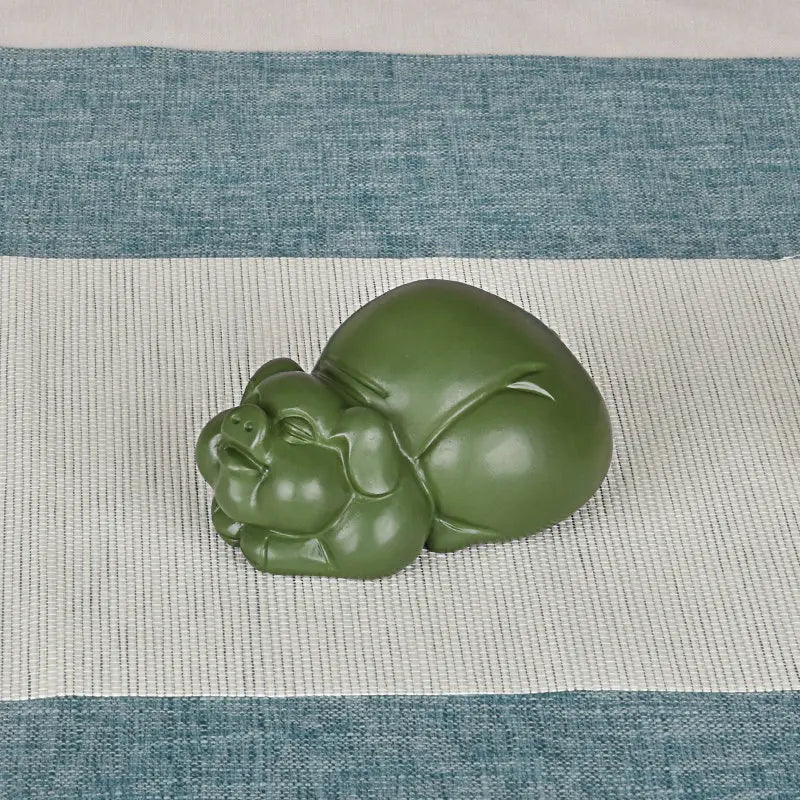 Purple Sand Lucky Pig Tea Ornaments Zodiac Pig Raw Ore Handmade Supportable Boutique Pig Smiley Pig Green Mud