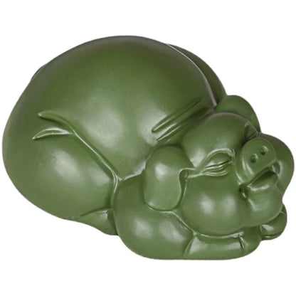 Purple Sand Lucky Pig Tea Ornaments Zodiac Pig Raw Ore Handmade Supportable Boutique Pig Smiley Pig Green Mud