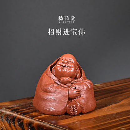Purple Sand Maitreya Buddha Tea Ornaments Ornaments Raw Ore Handmade Supportable Tea tray utensils Lucky