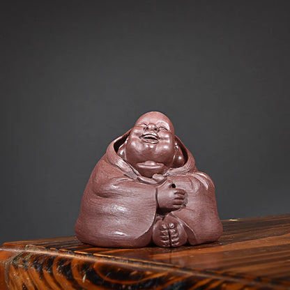 Purple Sand Maitreya Buddha Tea Ornaments Ornaments Raw Ore Handmade Supportable Tea tray utensils Lucky