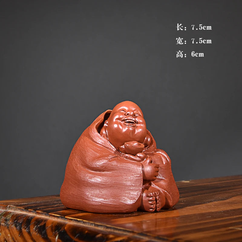 Purple Sand Maitreya Buddha Tea Ornaments Ornaments Raw Ore Handmade Supportable Tea tray utensils Lucky