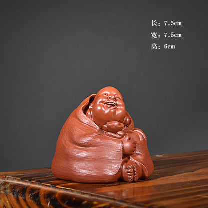 Purple Sand Maitreya Buddha Tea Ornaments Ornaments Raw Ore Handmade Supportable Tea tray utensils Lucky