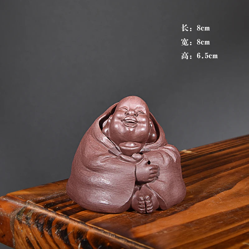 Purple Sand Maitreya Buddha Tea Ornaments Ornaments Raw Ore Handmade Supportable Tea tray utensils Lucky