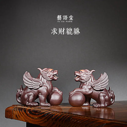 Purple Sand Money Drawing Pi Xiu Tea Ornaments Sculptured Ornaments Tea Set Tea Tray Utensils Boutique Handmade Supportable
