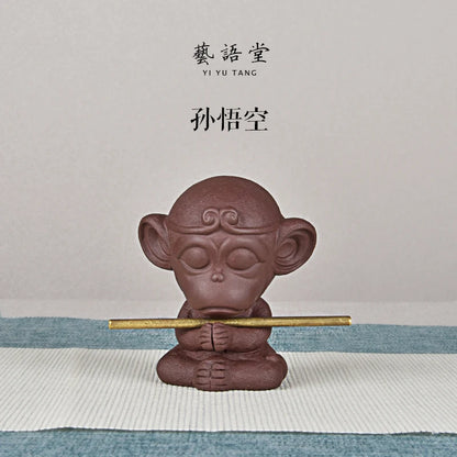 Purple Sand Monkey Triumph over the Buddha Monkey King Great Saint Tea Ornaments Tea Tray Ornament Accessories Handmade Supporta