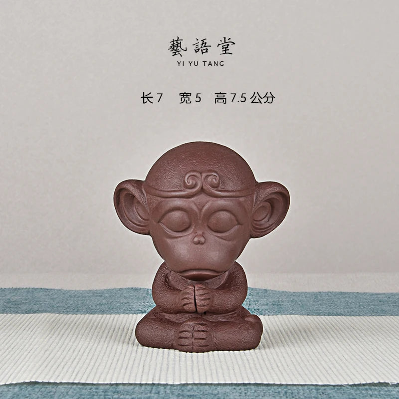 Purple Sand Monkey Triumph over the Buddha Monkey King Great Saint Tea Ornaments Tea Tray Ornament Accessories Handmade Supporta