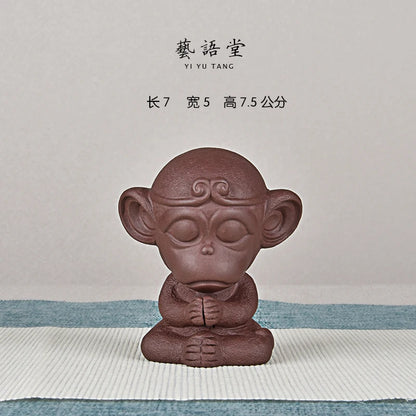 Purple Sand Monkey Triumph over the Buddha Monkey King Great Saint Tea Ornaments Tea Tray Ornament Accessories Handmade Supporta