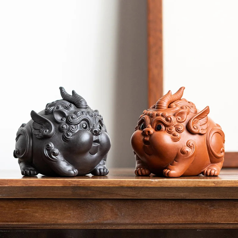 Purple Sand PI XiuWealth Tea Play Ceramic Animal Statue Chinese God Beast Lovely Home Tea Room, Room Office Art Statue