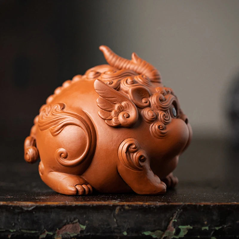 Purple Sand PI XiuWealth Tea Play Ceramic Animal Statue Chinese God Beast Lovely Home Tea Room, Room Office Art Statue