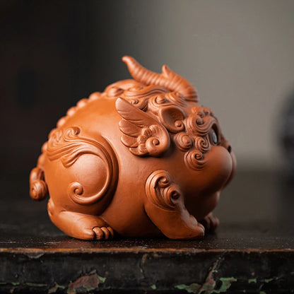 Purple Sand PI XiuWealth Tea Play Ceramic Animal Statue Chinese God Beast Lovely Home Tea Room, Room Office Art Statue