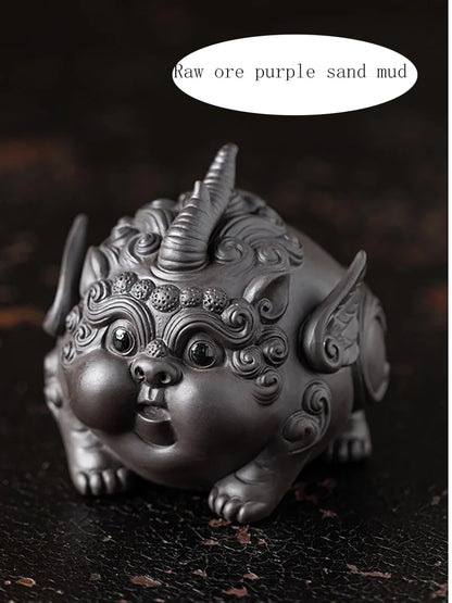 Purple Sand PI XiuWealth Tea Play Ceramic Animal Statue Chinese God Beast Lovely Home Tea Room, Room Office Art Statue