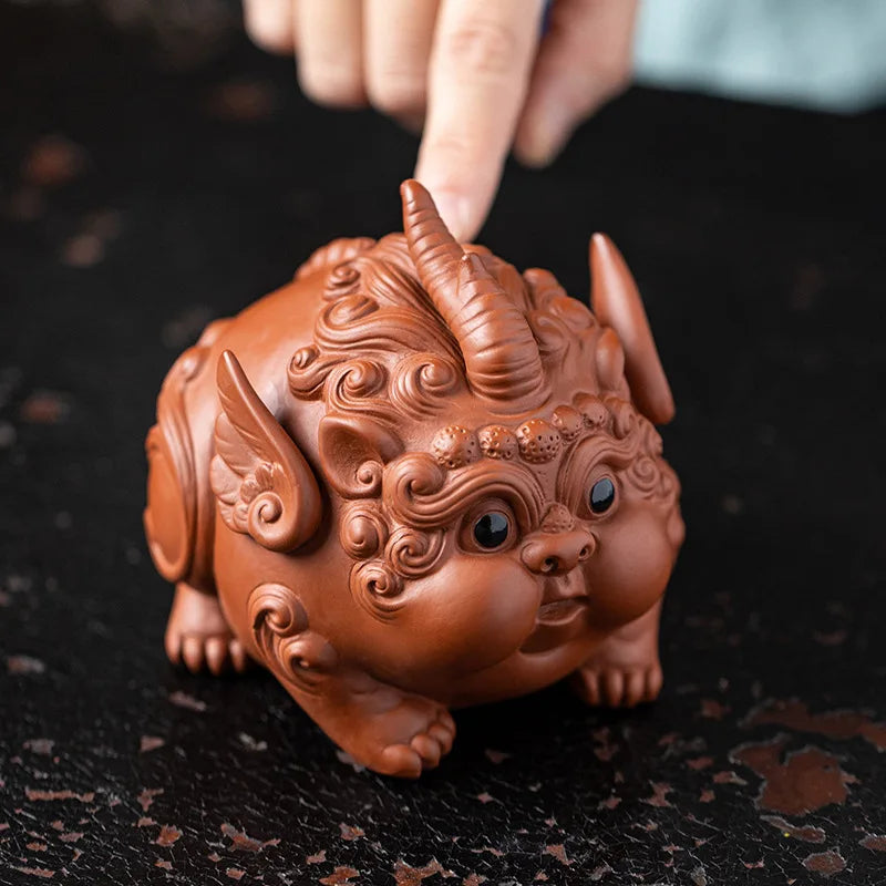 Purple Sand PI XiuWealth Tea Play Ceramic Animal Statue Chinese God Beast Lovely Home Tea Room, Room Office Art Statue