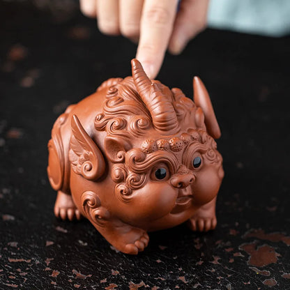 Purple Sand PI XiuWealth Tea Play Ceramic Animal Statue Chinese God Beast Lovely Home Tea Room, Room Office Art Statue