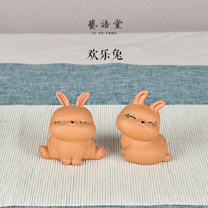 Purple Sand Rabbit Napping Tea Ornaments Cartoon Creative Cute Tea Tray Utensils Decoration Sculpture Hand-Crafted glee tu