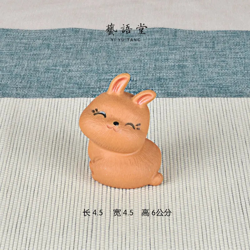 Purple Sand Rabbit Napping Tea Ornaments Cartoon Creative Cute Tea Tray Utensils Decoration Sculpture Hand-Crafted glee tu