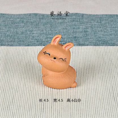 Purple Sand Rabbit Napping Tea Ornaments Cartoon Creative Cute Tea Tray Utensils Decoration Sculpture Hand-Crafted glee tu