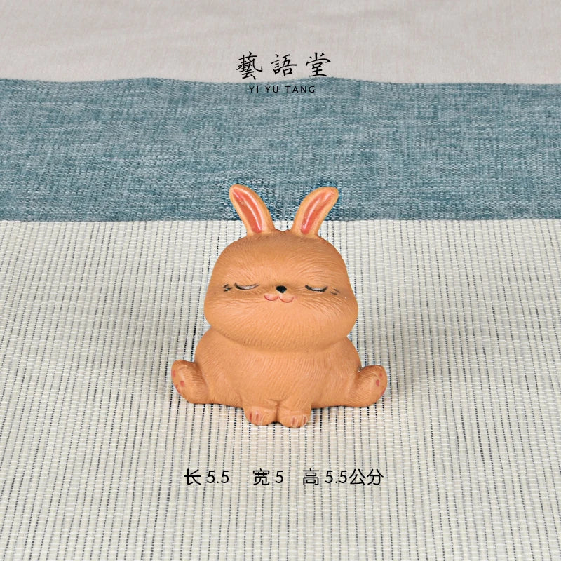Purple Sand Rabbit Napping Tea Ornaments Cartoon Creative Cute Tea Tray Utensils Decoration Sculpture Hand-Crafted glee tu