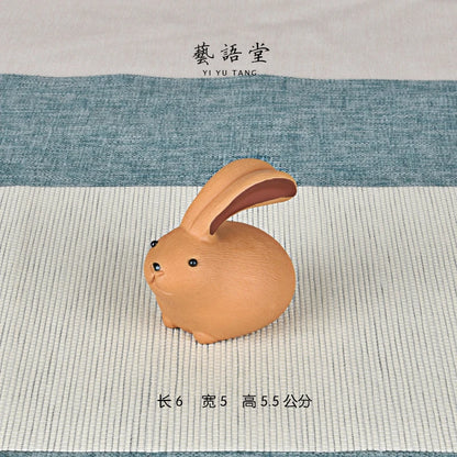 Purple Sand Rabbit Napping Tea Ornaments Cartoon Creative Cute Tea Tray Utensils Decoration Sculpture Hand-Crafted glee tu