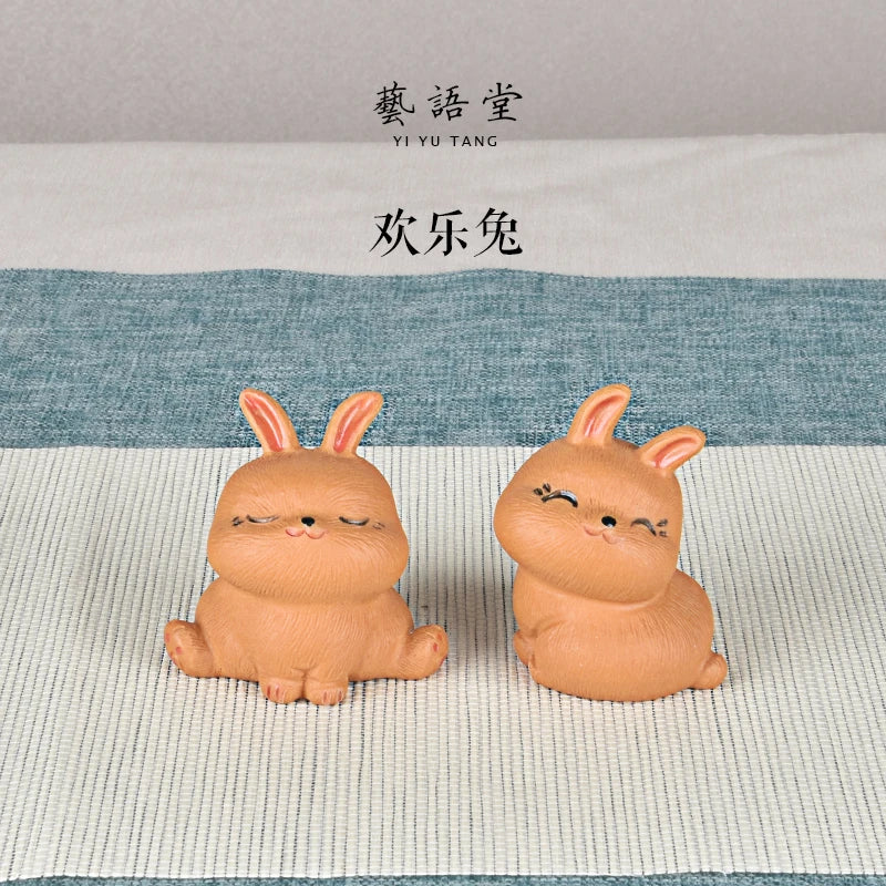 Purple Sand Rabbit Napping Tea Ornaments Cartoon Creative Cute Tea Tray Utensils Decoration Sculpture Hand-Crafted glee tu