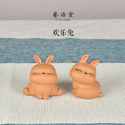 Purple Sand Rabbit Napping Tea Ornaments Cartoon Creative Cute Tea Tray Utensils Decoration Sculpture Hand-Crafted glee tu