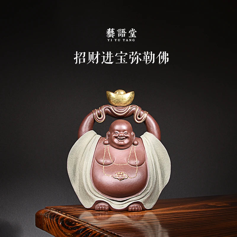 Purple Sand Sculptured Ornaments Amass Fortunes Maitreya Buddha Fine Tea Pet Wealth Source Guangjin Supportable Non-Chinese Shao