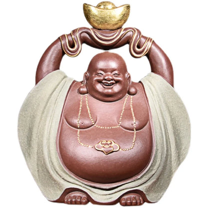 Purple Sand Sculptured Ornaments Amass Fortunes Maitreya Buddha Fine Tea Pet Wealth Source Guangjin Supportable Non-Chinese Shao
