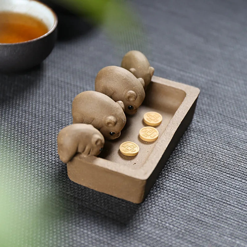 Purple Sand Tea Ornaments Generation Mouse Money Tea Ceremony Decoration Tea Set Tea Tea Pet Tea Decoration Mini Tea Set