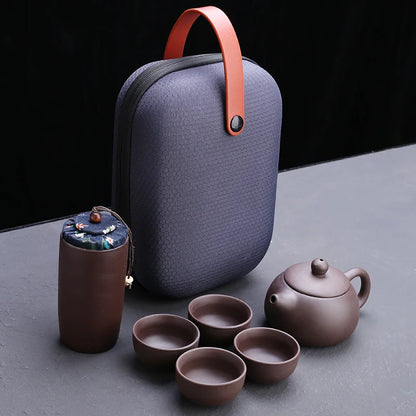 Purple Sand Tea Set Chinese Kung Fu Tea Set Ceramic Portable Teapot Set Outdoor Travel Gaiwan Tea Cups of Tea Ceremony Teacup