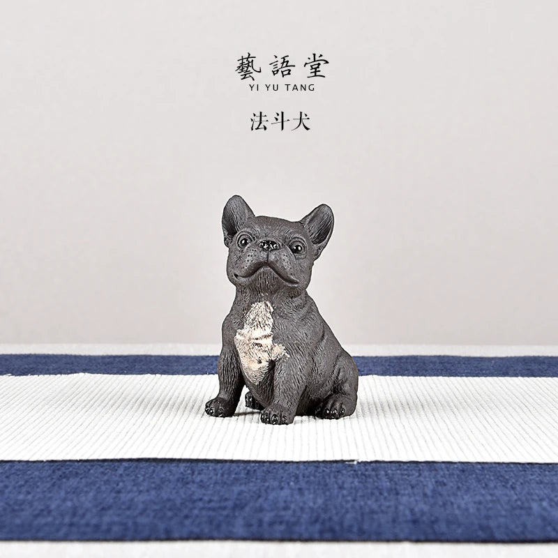Purple Sand Tea Tea Ornaments Dog Fun Tea Ornaments Jarre Aero Bull Pug Dog Boutique Raw Ore Handmade Supportable Tea Tray Utens