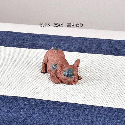 Purple Sand Tea Tea Ornaments Dog Fun Tea Ornaments Jarre Aero Bull Pug Dog Boutique Raw Ore Handmade Supportable Tea Tray Utens
