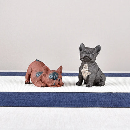 Purple Sand Tea Tea Ornaments Dog Fun Tea Ornaments Jarre Aero Bull Pug Dog Boutique Raw Ore Handmade Supportable Tea Tray Utens