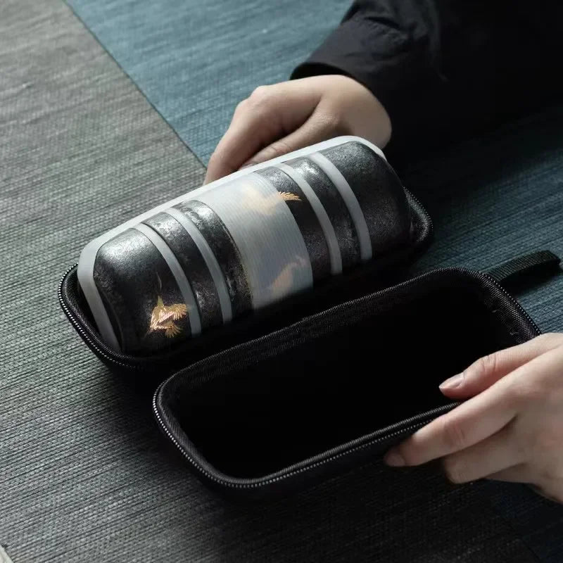 Purple Sand Travel Teaset Portable Teapot Set Outdoor Travel Gaiwan Tea Cups of Tea Ceremony Teacup Fine Gift Kung Fu Tea Set