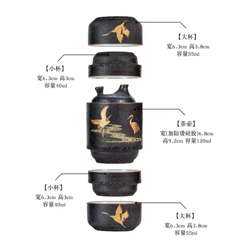 Purple Sand Travel Teaset Portable Teapot Set Outdoor Travel Gaiwan Tea Cups of Tea Ceremony Teacup Fine Gift Kung Fu Tea Set