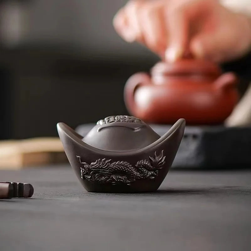 Purple Sand -Xianglong Yuan bao- Tea set decorative ornaments ,Tea lid holder, Home Room,Office Decoration Accessories