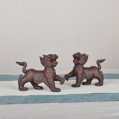 Purple Sand to KIRIN Boutique Fire Kirin Tea Ornaments Home Decoration Handmade Boutique Supportable Tea Tray Utensils