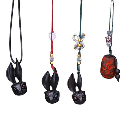 Purple Sandalwood Carved Deer Pendant, Cute Animal Mobile Phone Chain, One Have You Lucky Cat Keychain, Boxwood Craft Statues
