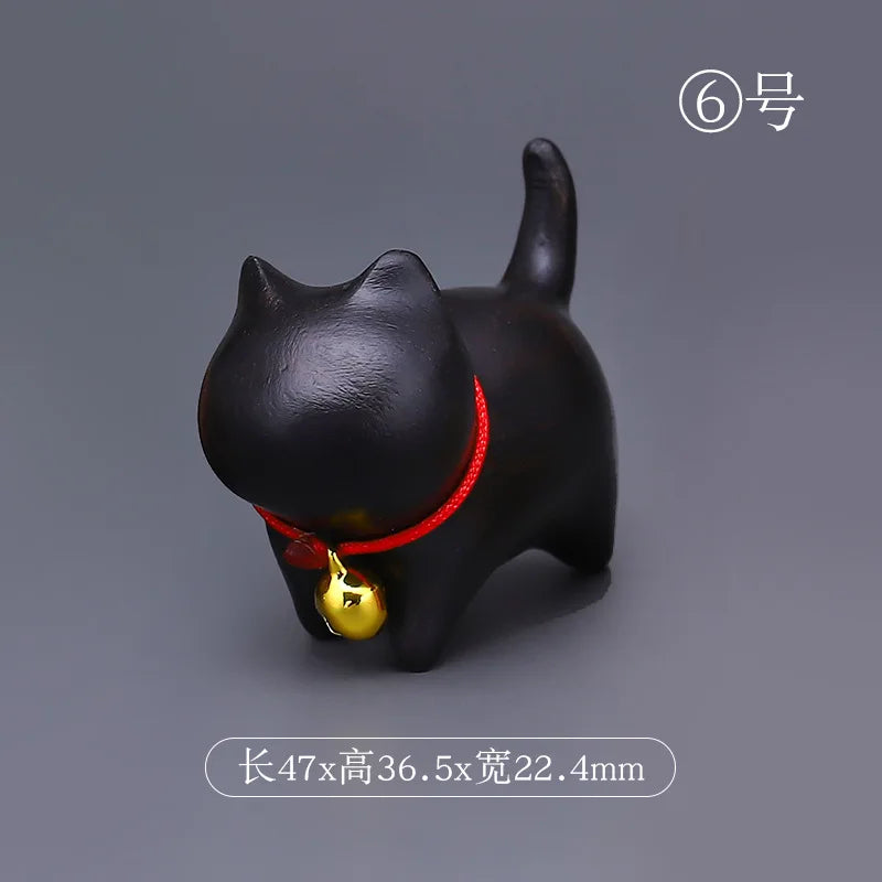 Purple Sandalwood Carved Deer Pendant, Cute Animal Mobile Phone Chain, One Have You Lucky Cat Keychain, Boxwood Craft Statues