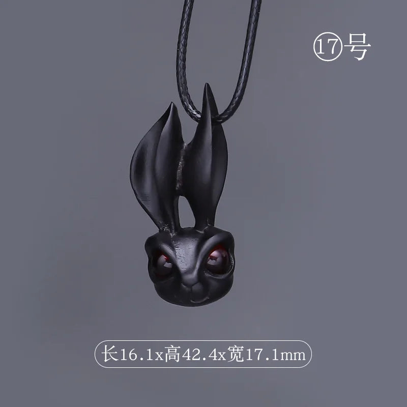 Purple Sandalwood Carved Deer Pendant, Cute Animal Mobile Phone Chain, One Have You Lucky Cat Keychain, Boxwood Craft Statues