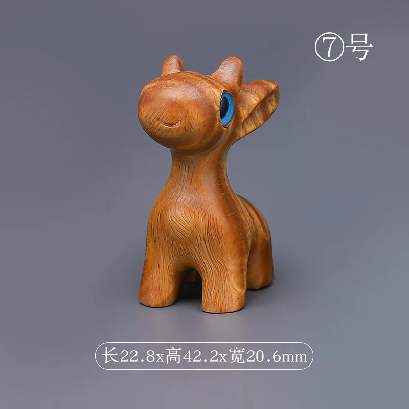 Purple Sandalwood Carved Deer Pendant, Cute Animal Mobile Phone Chain, One Have You Lucky Cat Keychain, Boxwood Craft Statues