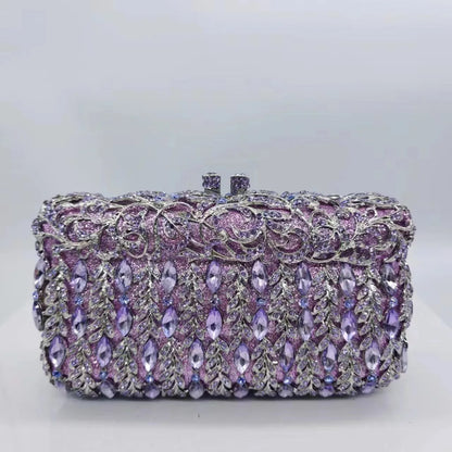 Purple Sliver Gold Diamond Fashion Women Handbags Design Ladies Wedding Party Birthday Gift Clutch Purse Best Qulity Money Bags