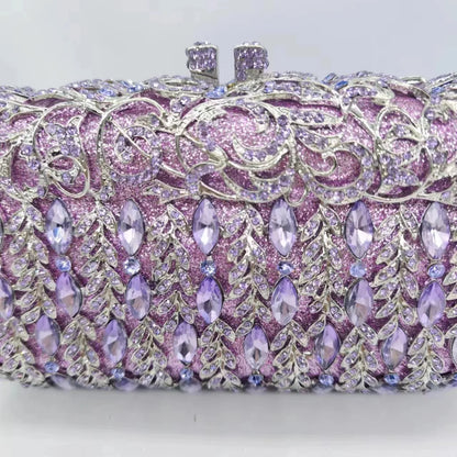 Purple Sliver Gold Diamond Fashion Women Handbags Design Ladies Wedding Party Birthday Gift Clutch Purse Best Qulity Money Bags