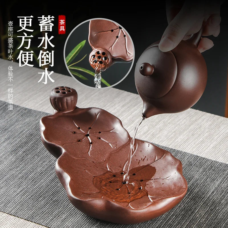 Purple clay kungfu tea set Chinese household simple dry brewing table water storage tea tray tea table tea sea pot bearing