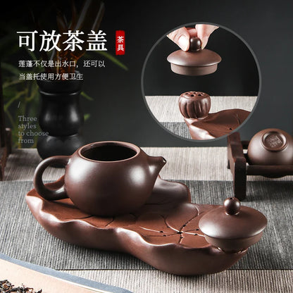 Purple clay kungfu tea set Chinese household simple dry brewing table water storage tea tray tea table tea sea pot bearing