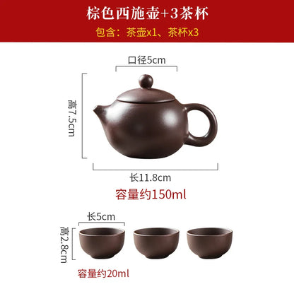 Purple clay kungfu tea set Chinese household simple dry brewing table water storage tea tray tea table tea sea pot bearing