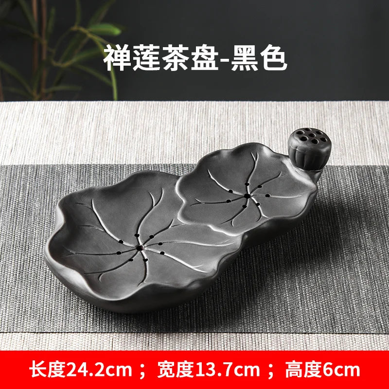 Purple clay kungfu tea set Chinese household simple dry brewing table water storage tea tray tea table tea sea pot bearing