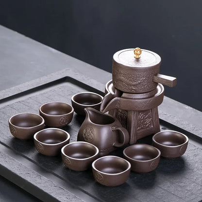 Purple clay stone grinding semi-automatic Tea Set,creative Kung Fu tea Hot sales of teaware.Creative Tea ceremony supplies